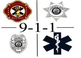 911 services: Fire Department, Sheriff Department, Police Department, and Hospital.
